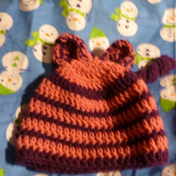 Handmade the cutest  Crochet beanie hat w/ ears - Picture 5 of 6